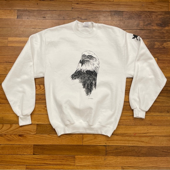 The Raptor Trust Eagle Sketch Graphic Crewneck Sweatshirt Size S Used - Picture 1 of 5